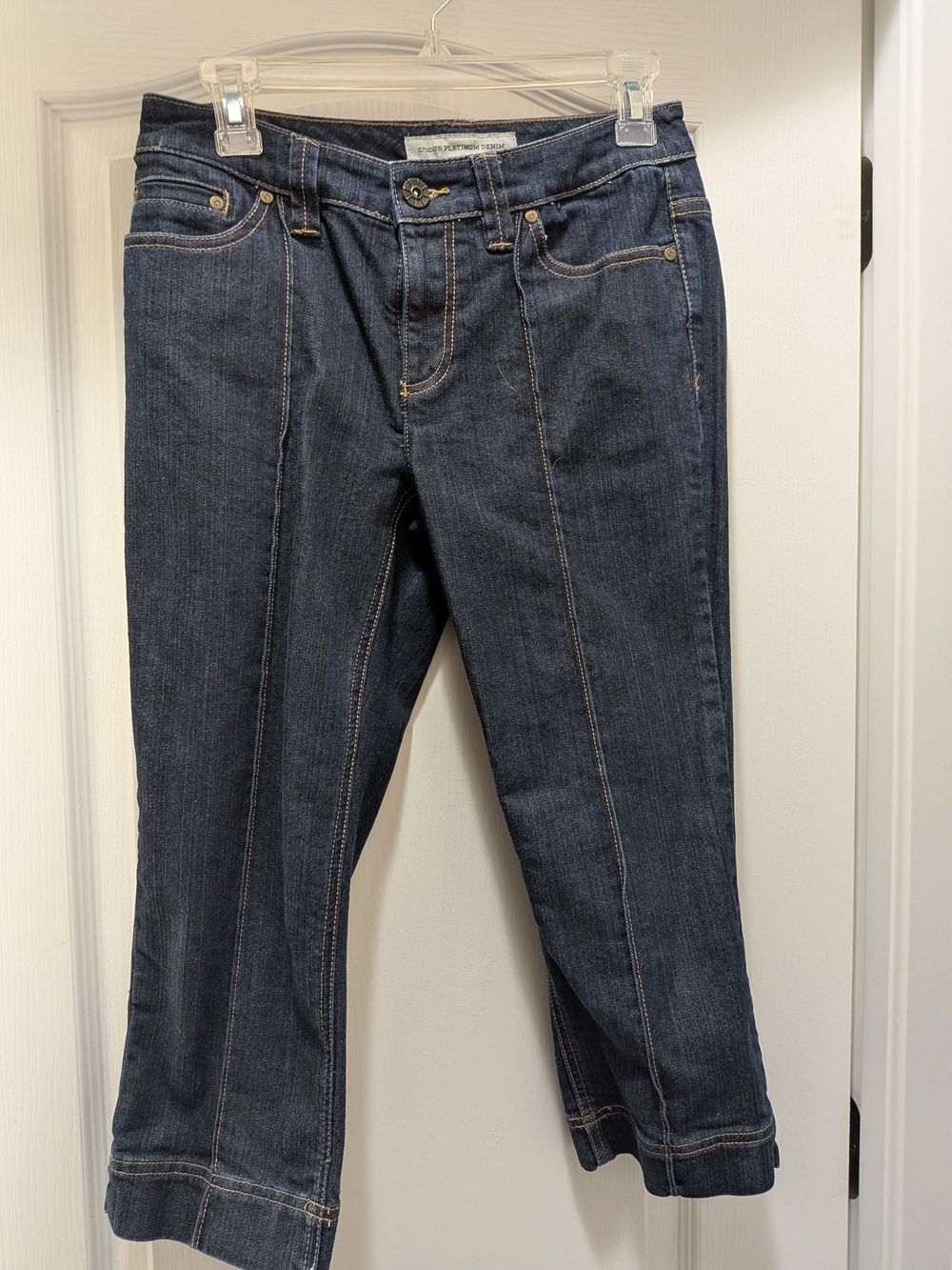 Chico's Platinum Denim Dark Indigo Cropped Jeans